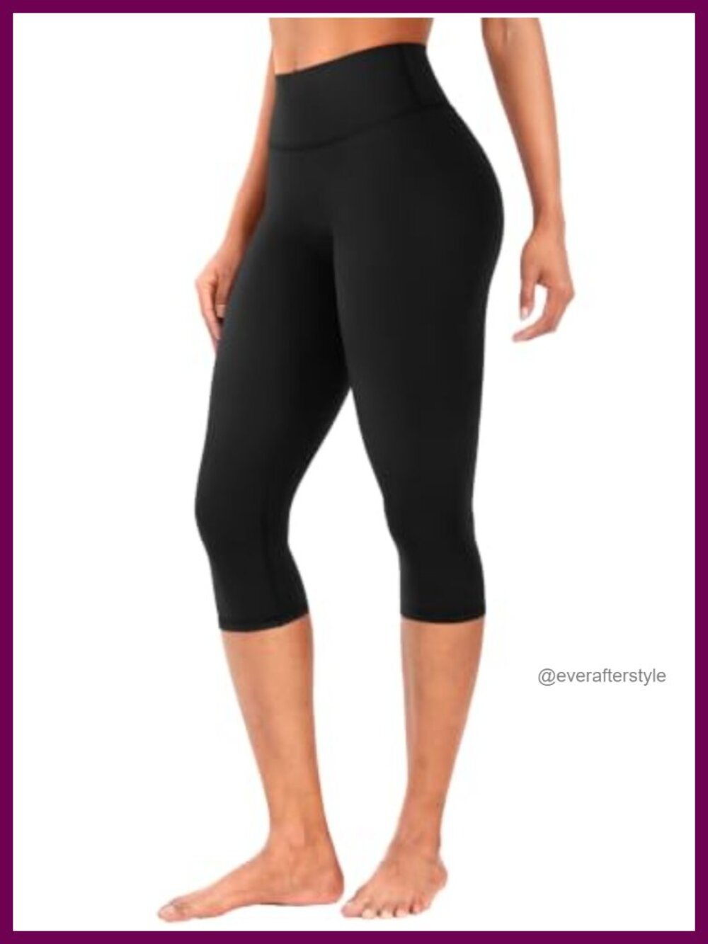 Women's Capri Leggings w/ Hidden Scrunch Gym Yoga Pants 81% Nylon 17" Inseam